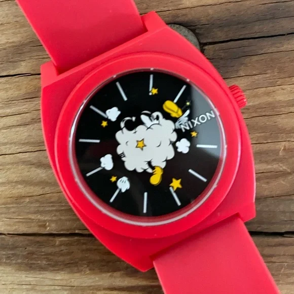 Nixon The Time Teller Disney Mickey Mouse Red Watch Japan Quartz Needs Battery - Picture 2 of 8